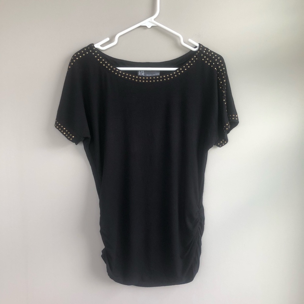 Chelsea & Theodore Black Top w/Bronze Studding S